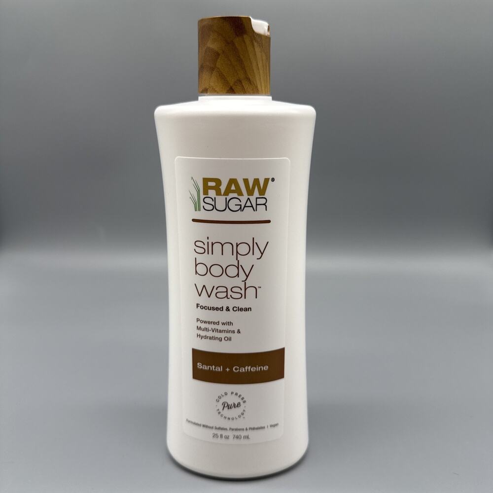 Raw Sugar Santal Caffeine Simply Body Wash 25oz Cold Pressed Clean